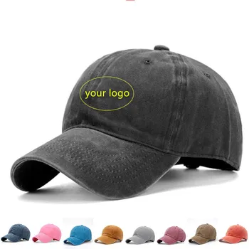 Užsakymą išsiuvinėti logo skrybėlę medvilnės nuplauti džinsinio audinio kepurė Vyrams, Moterims, Beisbolo kepuraitę Tuščią Skrybėlę Suaugusiųjų Vaikų Vaikų 