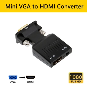 VGA į HDMI Moterų Konverteris Adapteris su Garso Kabeliai VGA-HDMI 1080P HDTV Monitorius, Projektorius, PC, PS3 Nešiojamas Stebėti