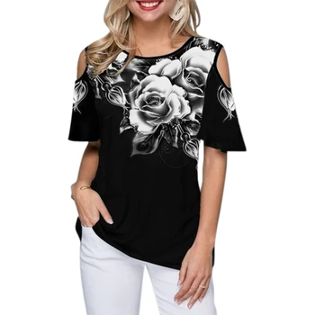 VICABO 24 stilių moteriški marškinėliai Off Peties Seksualus 3D atspausdintas Vasaros t shirt Ladies Viršuje Atsitiktinis Moterų Drabužių #w