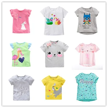 VIDMID Mergaitė Spalvinga marškinėliai tees Vaikai gėlių medvilnės drabužius T-marškinėliai Vaikams, Kūdikių Viršūnes Tees merginos vasarą triušio animacinių filmų tees