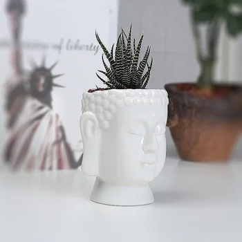VILEAD 15cm Keramikos Budos Statula Vaza Blanc Lliving Kambarys Miegamasis Darbalaukio Vazonas už Kaktusus Namų Biuro Apdailos
