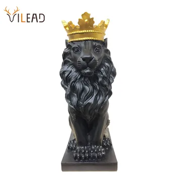 VILEAD Aukso Karūną Liūtas Karalius Statula Šiaurės Rankdarbių Namų Biuro Apdailos Liūtas Karalius Modle Gyvūnų Meno Skulptūra