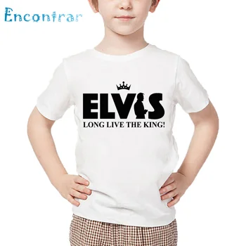 Vaikai ELVIS Presley Karalius Roko Print T shirt Vaikų Vasaros Baltos Viršūnės Berniukų/Mergaičių Mados Atsitiktinis marškinėliai,HKP4108