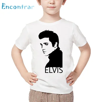 Vaikai ELVIS Presley Karalius Roko Print T shirt Vaikų Vasaros Baltos Viršūnės Berniukų/Mergaičių Mados Atsitiktinis marškinėliai,HKP4108