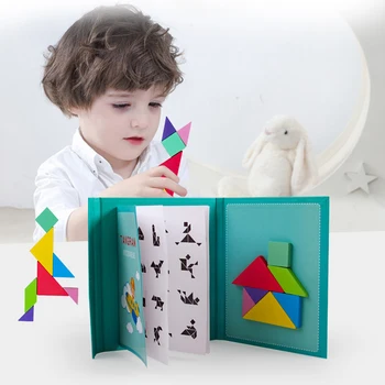 Vaikai Magnetinė 3D Dėlionė, Dėlionės Tangram Mąstymo Mokymo Žaidimas Kūdikių Montessori Mokymo Švietimo Mediniai Žaislai Vaikams