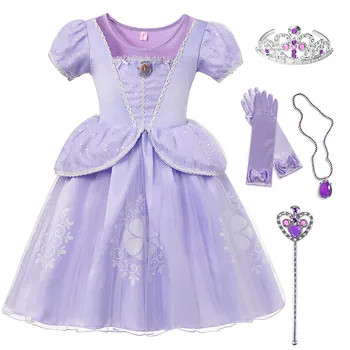 Vaikai Princesė Šaliai Vaidmuo Žaisti Sofija Pirmą Nuslėpti Suknelė Kūdikių Mergaičių Išgalvotas Karnavalas Kostiumas Vaikų Kalėdų Violetinė Frocks