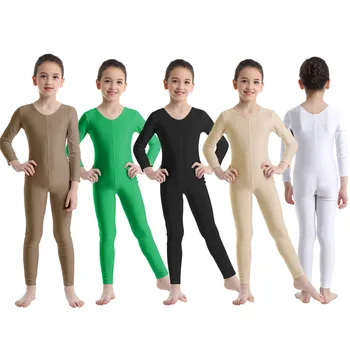 Vaikams, Paaugliams, Baleto Šokių ilgomis Rankovėmis Unitard Mergaičių Gimnastikos Leotard Jumpsuits Spandex Zentai Kostiumai Vaikams Dancewear