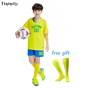 Vaikų futbolo megztiniai nustatyti futbolo marškiniai, uniformos su kojinių užsakymą Tuščią 2019 komanda jaunimo futbolo rinkinys maillot de koja sporto kostiumai