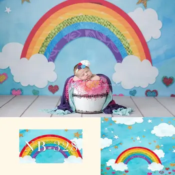 Vaivorykštė Unicon Fonas 1-ojo Gimtadienio Fotografijos Studija Nuotrauka Fone Baby Shower Dekoruoti Rožinės spalvos Fotografijos Backdrops
