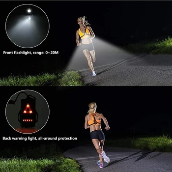 Vandeniui atsparus Lauko Sporto Šviesų LED Naktį Dviračių Žibintuvėlis Įspėjimo Dviračio Lemputė USB Krūtinės Lempos Vaikščioti Naktį Bėgiojimas