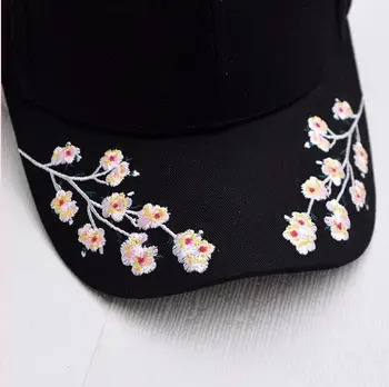 Vasaros Naują slyvų gėlių siuvinėjimas beisbolo kepuraitę ponios kepurės