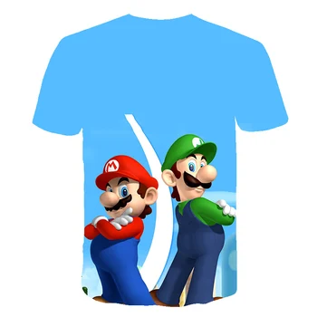Vasarą Naujų Harajuku Stiliaus Klasikiniai Žaidimai, Super Mario 3D T-shirt Mario Bros Animacinių filmų 3D Print T-shirt Hip-Hop Apvalios Apykaklės Viršūnės