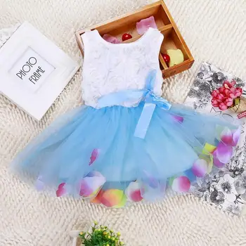 Vasarą kūdikis mergaičių suknelė mergina gėlių rose žiedlapis hem suknelė saldainiai colorl mielas suknelė vestidos infantis 1-2 metų drop laivyba