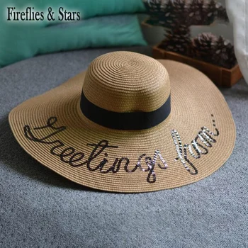 Vasarą merginos šiaudų skrybėlę kūdikių atspalvį saulės paplūdimio skrybėlę vaikams didelis kraštų skrybėlę vaikams laiškas embroidey mados garbanojimo china 2 iki 14 y