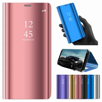 Veidrodis, Flip Case For Samsung Galaxy S6 S7 Krašto S8 S9 S10 S10E 5G Plius 10 Pastaba Pro 9 8 A3 A5 A7 2017 A6 A8 Plius A7 A9 2018 Dangtis