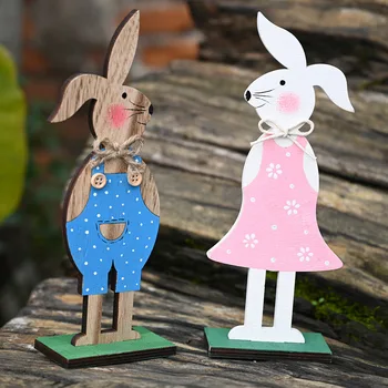 Velykų Apdailos Rabbit Medinių Namų Stalo Dekoro Mediniai Papuošalai su Velykomis Partija Pasisako Žaislai Vaikams
