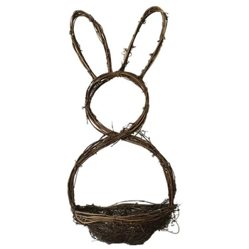 Velykų Cute Bunny Formos Vainikas Rankų Darbo Rotango Triušis Girliandą Poilsio Namų Durų, Langų Kabo Ornamentu