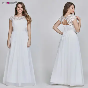 Vestido De Noiva Kada Nors Gana Plus Size Elegantiškas Nėrinių Appliques Šifono Baltos Nuotakos Suknelės Moterims Vestuvių Suknelė Nėščioms 2020 M.