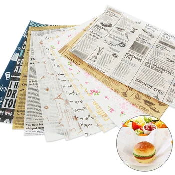 Vienkartinių Anti-alyvos Lapo Popieriaus Greito Maisto Pakavimo Įrankis Hamburger Sandwich vaškuotės vienkartinį 50/100vnt/pak