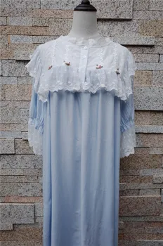 Viktorijos Nightgowns Sleepshirts Rudenį Moterys Derliaus Sleepwear Raudonos Nėrinių Medvilnės Namų Drabužiai Miega Suknelė Naktį Drabužius T284