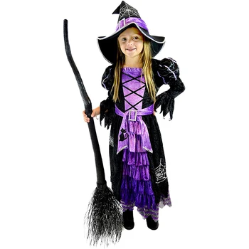 Violetinė Pasaka Mielas Ragana Kostiumas Deluxe Rinkinį Mergaitėms Helovinas Fancy Dress