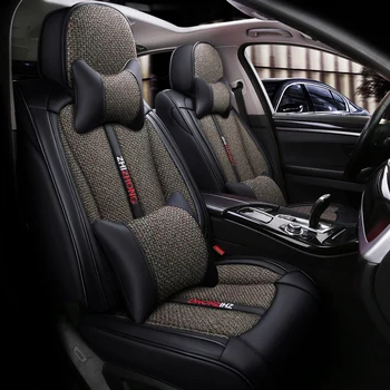 Visiška PU Oda automobilių sėdynės padengti linų pluošto auto sėdynės apima Toyota CAMRY CELICA CH-R COROLLA CORONA