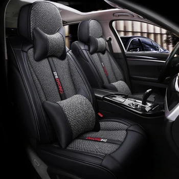 Visiška PU Oda automobilių sėdynės padengti linų pluošto auto sėdynės apima Toyota CAMRY CELICA CH-R COROLLA CORONA