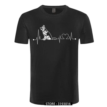 Vokiečių Aviganis širdies Plakimas T-Shirt Spausdinti Grynos Medvilnės VYRIŠKI trumpomis Rankovėmis Hipster Tees Viršuje Tee Spausdinti Trumpas Rankovės Marškinėliai