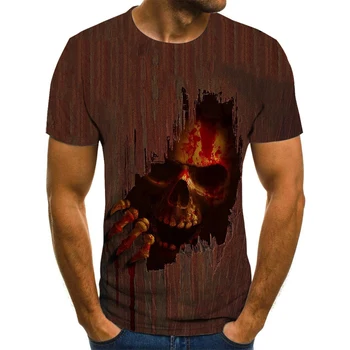 Vyrai Kaukolė moliūgų žibintų T marškinėliai Mados Vasaros trumpomis Rankovėmis Ghost Rider Cool T-shirt 3D Kaukolė Spausdinti Viršūnes Kaukolė Marškinėlius Vyrams