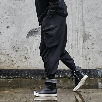 Vyrai, Negabaritinių Tamsus Juodas Mažas Tarpkojo Kryžiaus Kelnes Vyrų Japonija Streetwear Hip-Hop, Punk, Gothic Haremo Kelnės Poilsiu Sweatpants