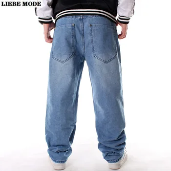 Vyrai Street Style Hip-Hop Baggy Jeans Vyrams Prarasti Didelis Dydis Palazzo Haremas Džinsinio Audinio Kelnės Atsitiktinis Vyras Tiesiai Pantalon Homme Džinsų