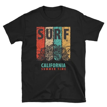 Vyrai T-Shirt Kalifornijos Vasaros Surf Surfing Mandala Balta Juoda Ocean Beach Tee 2020 Naujas Trumpomis Rankovėmis Vyrams 100 % Medvilnės Marškinėliai