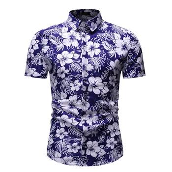 Vyrams Trumpomis Rankovėmis Havajų Marškinėliai Camisa Masculina 2020 Mados Gėlių Mens Marškinėliai Paplūdimys, Havajai Marškinėliai Vyrams Atostogų Šalis Drabužiai