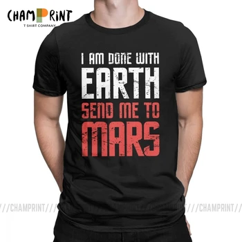 Vyriški Marškinėliai Kosmoso Kelionių Misija Marsą Cool Trumpas Rankovės Užimti Mars Elon Musk Tees Drabužių Medvilnės Plius Dydžio Marškinėlius