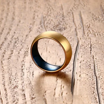 Vyriški Mėlynos spalvos Volframo Žiedas Klasikinio Aukso spalvos Žiedai Vyrams, Volframo Papuošalai