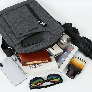 Vyriški krepšys šviesos Vyrų Pečių Maišą kišenėje Vandeniui Atsitiktinis crossbody bag Black Drobės krepšys peties Atsitiktinis tote bag