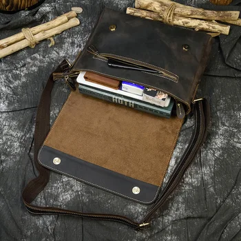 Vyrų Derliaus crazy horse odinis krepšys A4 natūralios odos pečių maišą iPad Storos Karvės odos mokyklos maišelis magnetinis vožtuvas