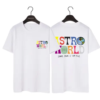 Vyrų Pardavimas Hip-Hop Marškinėliai Travis Scotts Astroworld Harajuku T-shirt Linkiu Jums Buvo Čia Raidė Spausdinti Mada Moterims/ Vyrams Marškinėlius