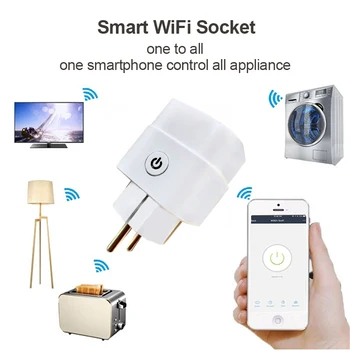 Wifi Lizdas Smart Plug ES Galios, Stebėti, Nuotolinis Valdymas, Laikmatis 16a Belaidžio ryšio Adapteris Alexa 