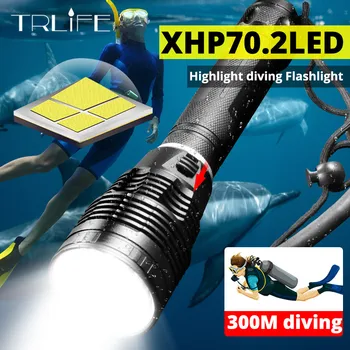 XHP70.2 Nardymas flashight 26650 IPX8 Vandeniui Nardymas šviesos nardymo žibinto Lempa lanterna Galingas šviesos Naras
