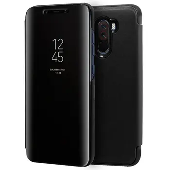 Xiaomi Pocophone F1 Aiškiai Matyti, Flip Cover Case Black