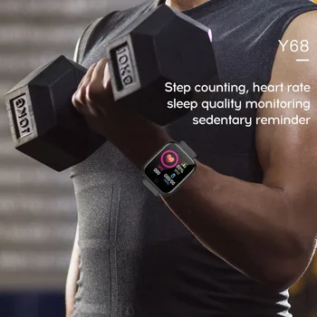 Y68 Sporto Smart Apyrankę Smart Watch Kraujo Spaudimas Fitness Tracker Širdies Ritmo Monitorius Smartwatch