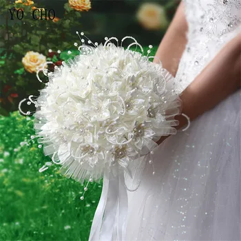 YO CHO Vaiskiai Balta Perlų Vestuvių Gėlių Puokštės Juostelės Dekoro Dirbtinės Gėlės, Puokštės, Vestuvių Jubiliejų Pasiūlymą