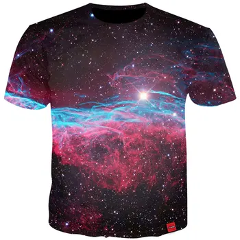 YOUTHUP 2020 Harajuku Vyrų T Shirts 3D Spausdinimo Galaxy Žvaigždėtą Dangų Vasaros Viršūnes, O-Kaklo Tees 3D T-Shirt Moterims, Streetwear Plius Dydis 5XL