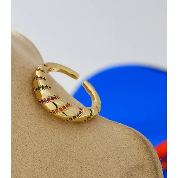 Yhpup Išskirtinį Bling Multi-Color Kubinis Cirkonis Atidarymo Žiedas Moterims, Stilingas Apvalios Metalinės Vestuvinį Žiedą Sužadėtuvių Dovana, Papuošalai