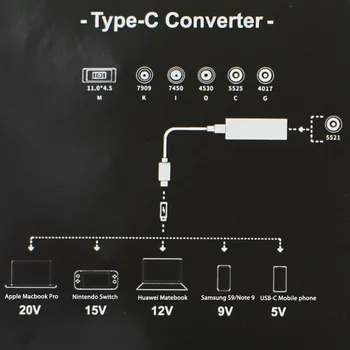 YuXi 65W DC USB C Tipo Maitinimo Adapteris Keitiklis Maitinimo Jungtis Aikštėje Plug moterį, USB, C Įkroviklio Macbook Lenovo, HP