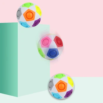 Yuxin Vaivorykštė Kamuolys Galvosūkiai Slėgyje Magic Cube Žaislas Suaugusiems, Vaikams, Plastikiniai Kūrybos Futbolo LearningGifts Vaikams