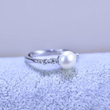 ZHBORUINI 2019 Mados Perlų Žiedas Paprasta Cirkonis Žiedas Natūralių Gėlavandenių Perlų Žiedai 925 Sterlingas Sidabro Žiedas Papuošalų Moterims