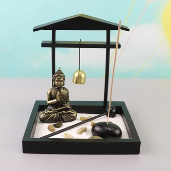 Zen Garden Budistų Priedai su Statula Roko Smilkalų Degiklis Smėlio Rinkiniai