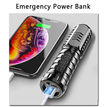 Zhiyu USB Įkraunamas LED Žibintuvėlis su Galios Banko Built-in Ličio Baterija 1200mAh Vandeniui Kempingas Šviesos Nešiojamas Žibintuvėlis